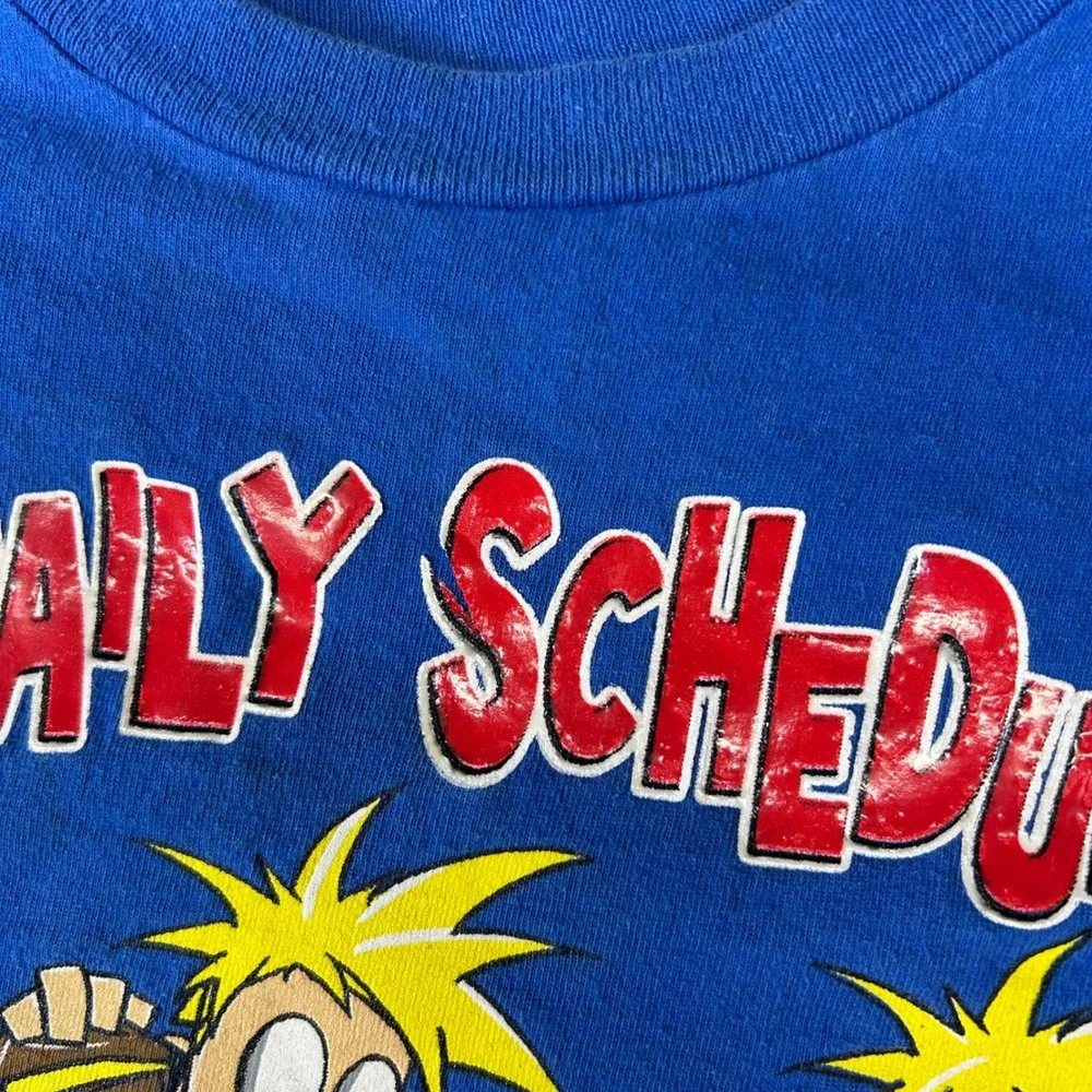 Vintage My Daily Schedule‎ Video Games Finally Graphic T-Shirt Blue Kids Medium